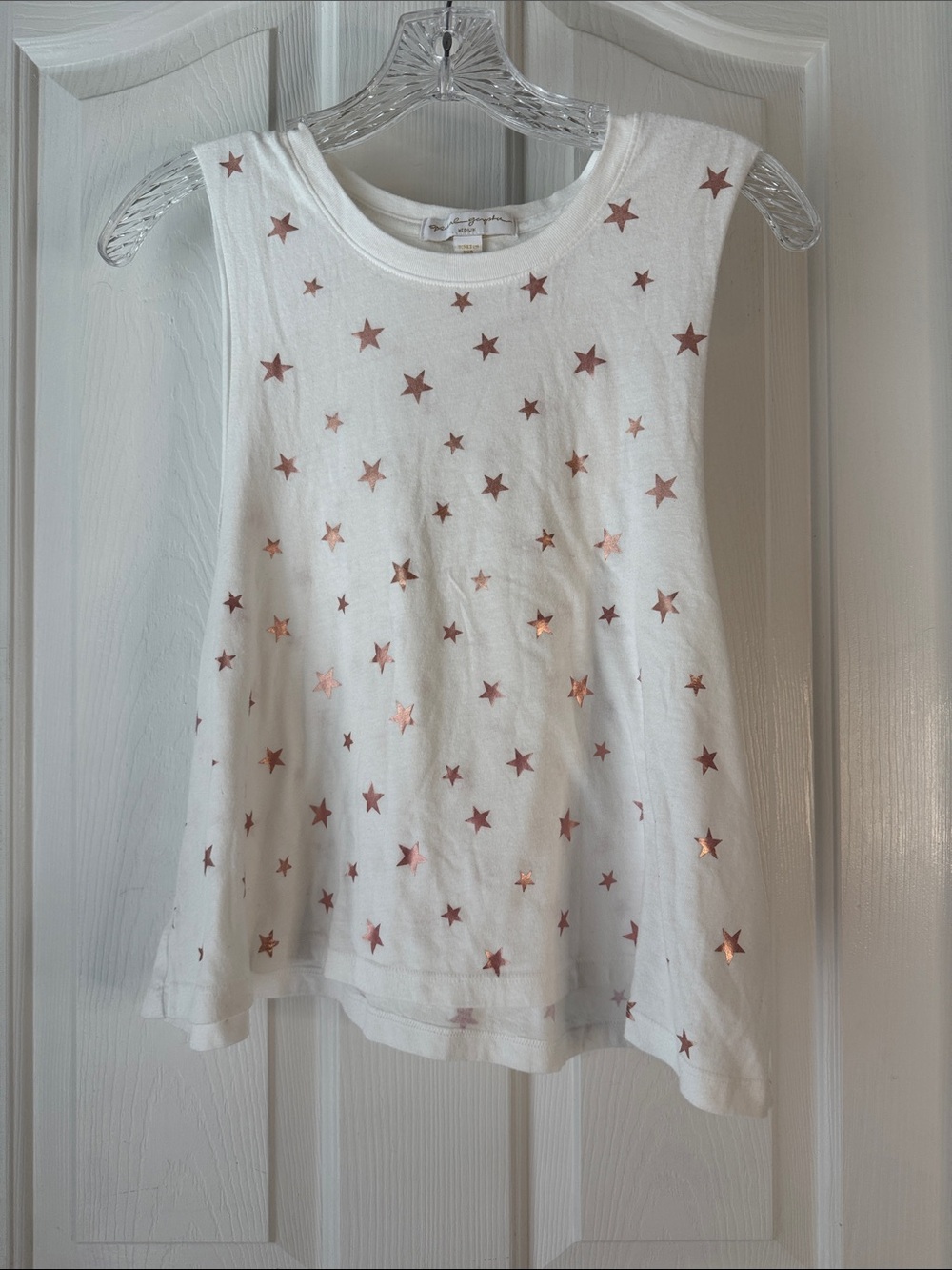 Spiritual Gangster White Tank with Rose Gold Star Print